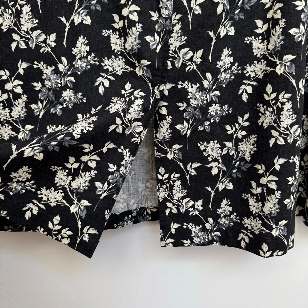 Liz Claiborne Lizwear Floral A-Line Midi‎ Skirt Women Size 8 Linen Blend